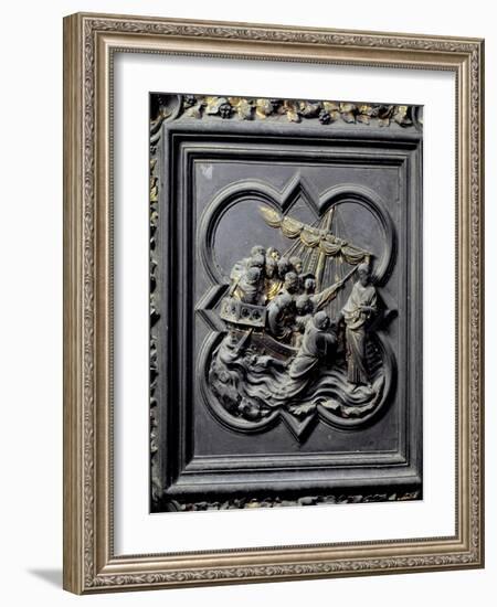 Jesus Walks on Water and Saves Peter, Eighth Panel of the North Doors of the Baptistery-Lorenzo Ghiberti-Framed Giclee Print