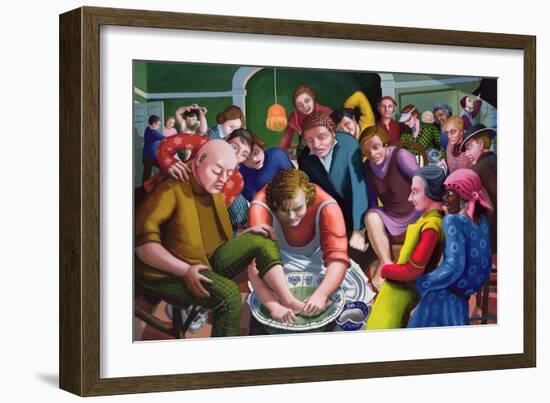 Jesus Washes Disciples' Feet, 1995-96-Dinah Roe Kendall-Framed Giclee Print