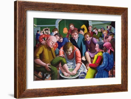 Jesus Washes Disciples' Feet, 1995-96-Dinah Roe Kendall-Framed Giclee Print