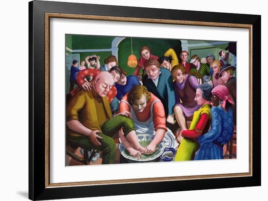 Jesus Washes Disciples' Feet, 1995-96-Dinah Roe Kendall-Framed Giclee Print