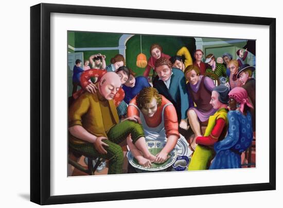 Jesus Washes Disciples' Feet, 1995-96-Dinah Roe Kendall-Framed Giclee Print