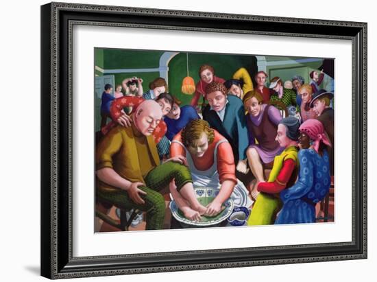 Jesus Washes Disciples' Feet, 1995-96-Dinah Roe Kendall-Framed Giclee Print