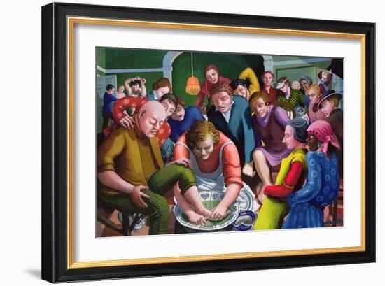 Jesus Washes Disciples' Feet, 1995-96-Dinah Roe Kendall-Framed Giclee Print