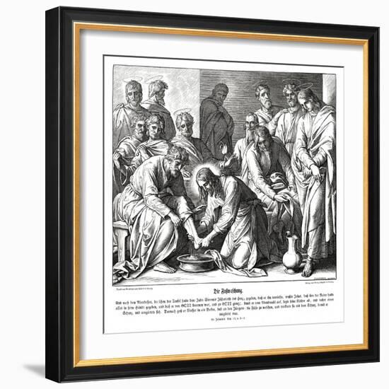 Jesus washes his disciples' feet, Gospel of John-Julius Schnorr von Carolsfeld-Framed Giclee Print