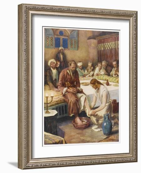 Jesus Washes the Feet of His Disciples-null-Framed Art Print