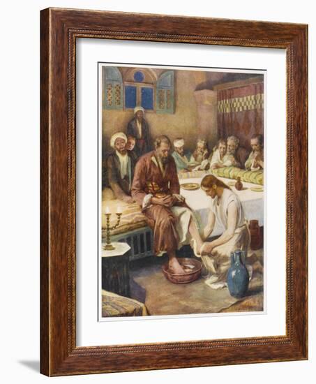 Jesus Washes the Feet of His Disciples-null-Framed Art Print