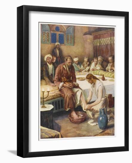 Jesus Washes the Feet of His Disciples-null-Framed Art Print