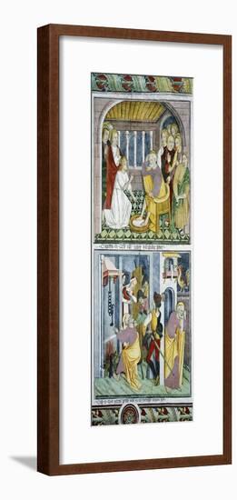Jesus Washing Apostles' Feet and Denial of St. Peter-Giovanni Canavesio-Framed Giclee Print