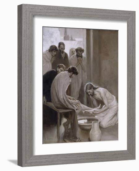 Jesus Washing the Feet of his Disciples, 1898-Albert Gustaf Aristides Edelfelt-Framed Giclee Print