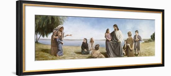 Jesus with Children-David Lindsley-Framed Premium Giclee Print