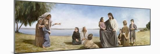 Jesus with Children-David Lindsley-Mounted Giclee Print