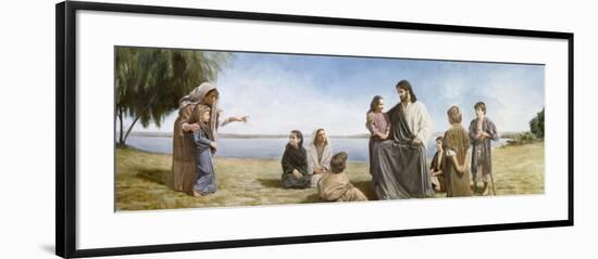 Jesus with Children-David Lindsley-Framed Giclee Print