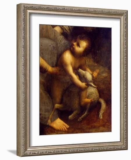 Jesus with Lamb, Detail from St Anne, the Virgin and Child with Lamb, 1508-1513-Leonardo da Vinci-Framed Giclee Print