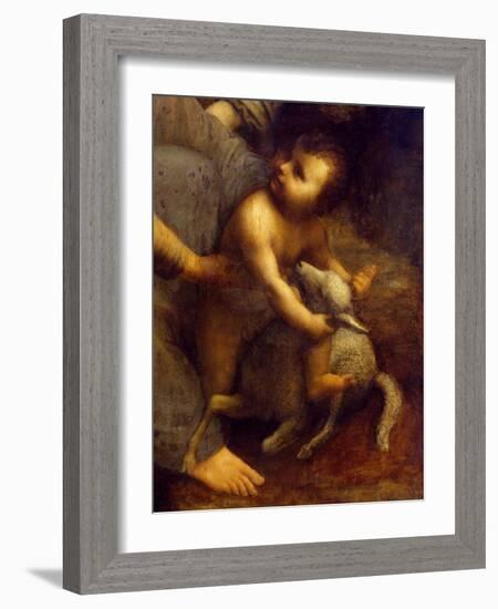 Jesus with Lamb, Detail from St Anne, the Virgin and Child with Lamb, 1508-1513-Leonardo da Vinci-Framed Giclee Print