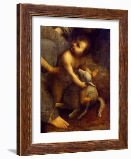 Jesus with Lamb, Detail from St Anne, the Virgin and Child with Lamb, 1508-1513-Leonardo da Vinci-Framed Giclee Print