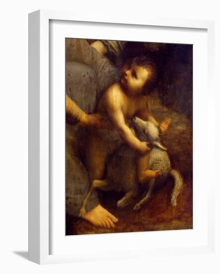 Jesus with Lamb, Detail from St Anne, the Virgin and Child with Lamb, 1508-1513-Leonardo da Vinci-Framed Giclee Print