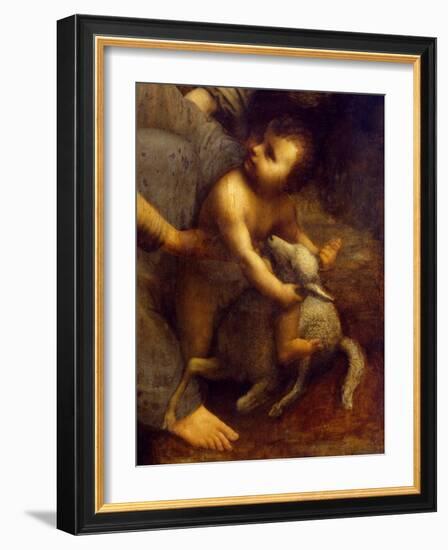 Jesus with Lamb, Detail from St Anne, the Virgin and Child with Lamb, 1508-1513-Leonardo da Vinci-Framed Giclee Print