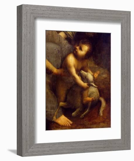 Jesus with Lamb, Detail from St Anne, the Virgin and Child with Lamb, 1508-1513-Leonardo da Vinci-Framed Giclee Print