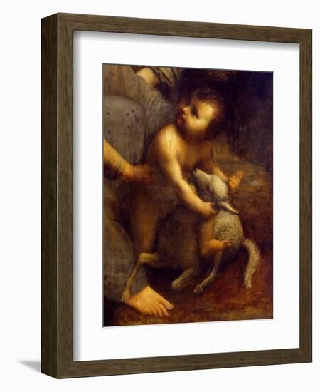 Jesus with Lamb, Detail from St Anne, the Virgin and Child with Lamb, 1508-1513-Leonardo da Vinci-Framed Giclee Print