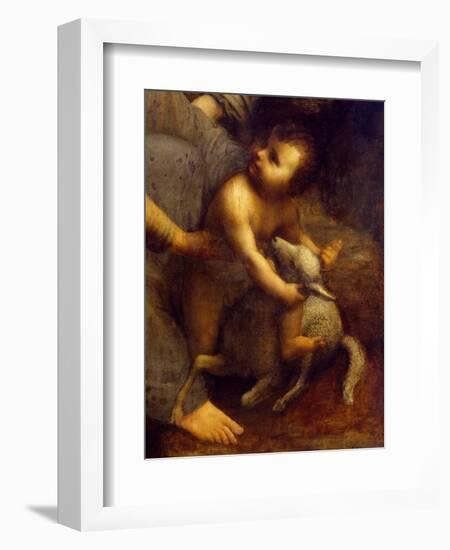 Jesus with Lamb, Detail from St Anne, the Virgin and Child with Lamb, 1508-1513-Leonardo da Vinci-Framed Giclee Print