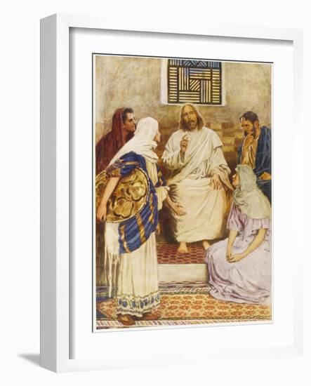 Jesus with the Sisters Mary and Martha at Bethany-null-Framed Photographic Print