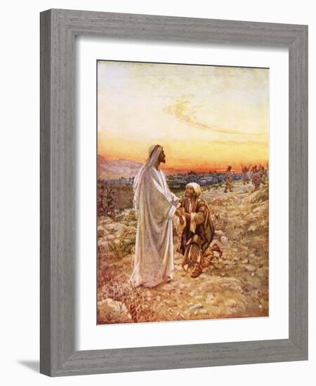 Jesus Withe the One Leper Who Returned to Give Thanks-William Brassey Hole-Framed Giclee Print