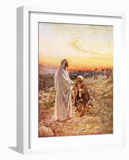 Jesus Withe the One Leper Who Returned to Give Thanks-William Brassey Hole-Framed Giclee Print