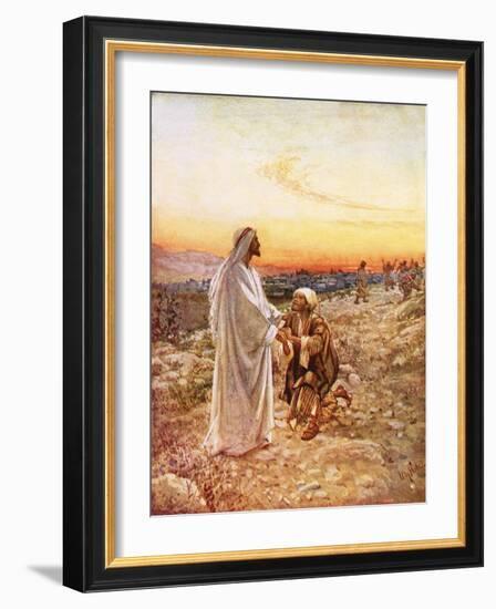 Jesus Withe the One Leper Who Returned to Give Thanks-William Brassey Hole-Framed Giclee Print