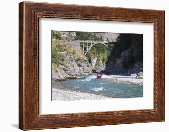 Jet boat on the Shotover River below the Edith Cavell Bridge, Queenstown, Queenstown-Lakes district-Ruth Tomlinson-Framed Photographic Print
