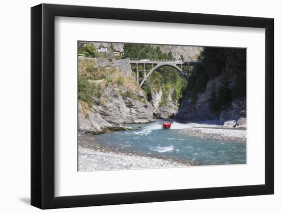 Jet boat on the Shotover River below the Edith Cavell Bridge, Queenstown, Queenstown-Lakes district-Ruth Tomlinson-Framed Photographic Print
