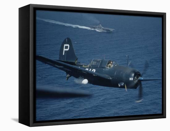 Jet Carrier Landing: Navy's Jet Planes on Aircraft Carrier "USS Boxer"-John Florea-Framed Premier Image Canvas