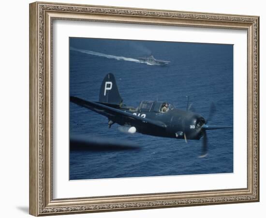 Jet Carrier Landing: Navy's Jet Planes on Aircraft Carrier "USS Boxer"-John Florea-Framed Photographic Print