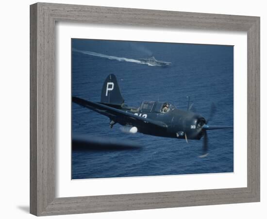 Jet Carrier Landing: Navy's Jet Planes on Aircraft Carrier "USS Boxer"-John Florea-Framed Photographic Print