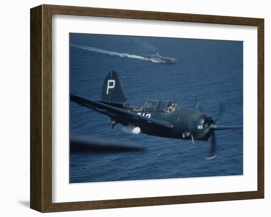 Jet Carrier Landing: Navy's Jet Planes on Aircraft Carrier "USS Boxer"-John Florea-Framed Photographic Print