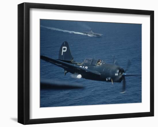 Jet Carrier Landing: Navy's Jet Planes on Aircraft Carrier "USS Boxer"-John Florea-Framed Photographic Print