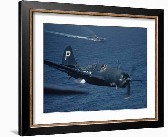 Jet Carrier Landing: Navy's Jet Planes on Aircraft Carrier "USS Boxer"-John Florea-Framed Photographic Print