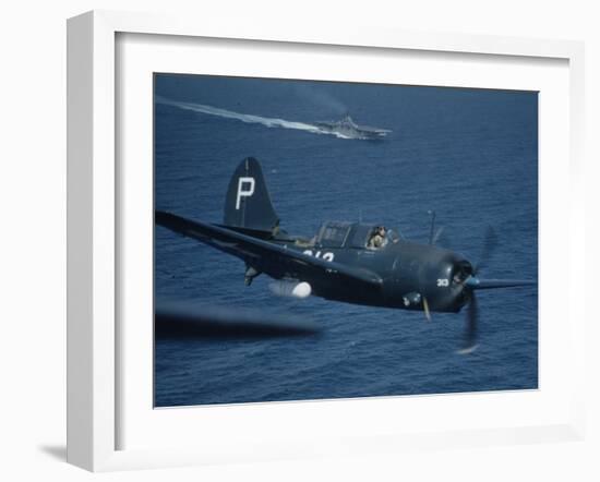 Jet Carrier Landing: Navy's Jet Planes on Aircraft Carrier "USS Boxer"-John Florea-Framed Photographic Print