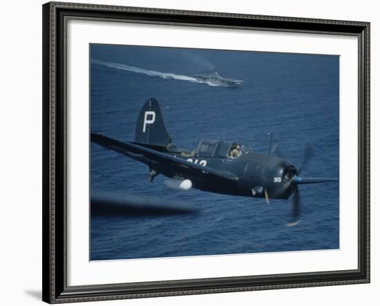 Jet Carrier Landing: Navy's Jet Planes on Aircraft Carrier "USS Boxer"-John Florea-Framed Photographic Print