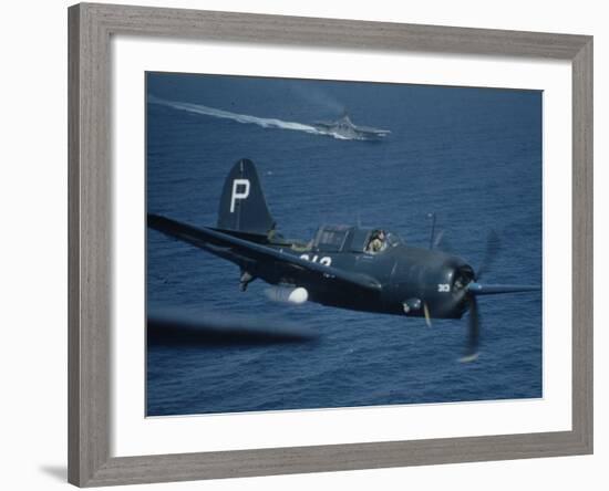 Jet Carrier Landing: Navy's Jet Planes on Aircraft Carrier "USS Boxer"-John Florea-Framed Photographic Print