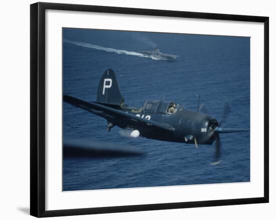 Jet Carrier Landing: Navy's Jet Planes on Aircraft Carrier "USS Boxer"-John Florea-Framed Photographic Print