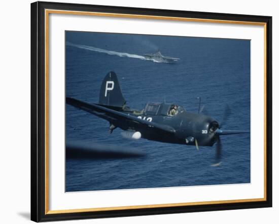 Jet Carrier Landing: Navy's Jet Planes on Aircraft Carrier "USS Boxer"-John Florea-Framed Photographic Print