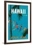 Jet Clippers to Hawaii - Pan American Airlines (PAA) - Hawaiian Surfers Linking Hands-Aaron Fine-Framed Giclee Print