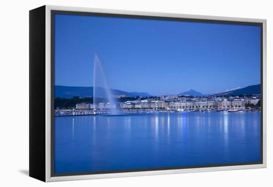 Jet D'Eau on Lake Geneva, Mont Blanc in the Distance, Geneva, Switzerland-Jon Arnold-Framed Premier Image Canvas