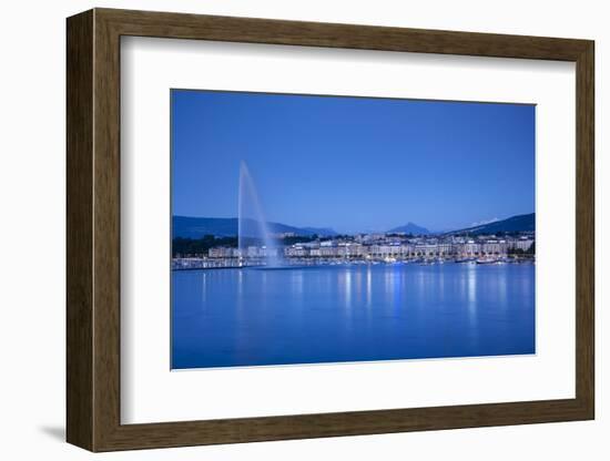 Jet D'Eau on Lake Geneva, Mont Blanc in the Distance, Geneva, Switzerland-Jon Arnold-Framed Photographic Print