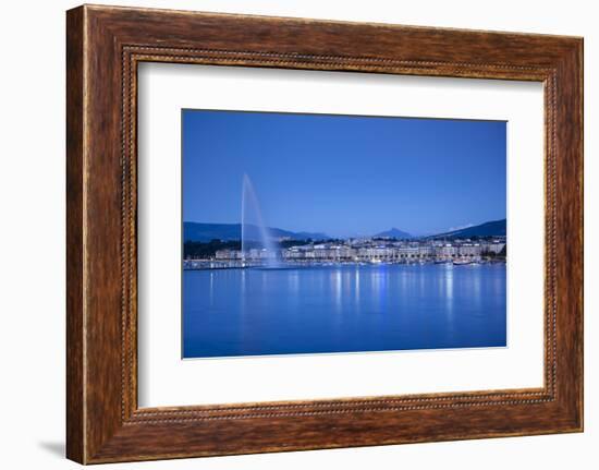 Jet D'Eau on Lake Geneva, Mont Blanc in the Distance, Geneva, Switzerland-Jon Arnold-Framed Photographic Print