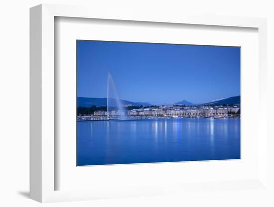 Jet D'Eau on Lake Geneva, Mont Blanc in the Distance, Geneva, Switzerland-Jon Arnold-Framed Photographic Print