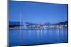 Jet D'Eau on Lake Geneva, Mont Blanc in the Distance, Geneva, Switzerland-Jon Arnold-Mounted Photographic Print