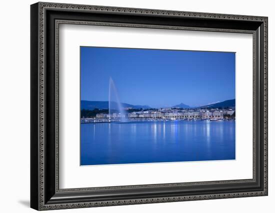 Jet D'Eau on Lake Geneva, Mont Blanc in the Distance, Geneva, Switzerland-Jon Arnold-Framed Photographic Print