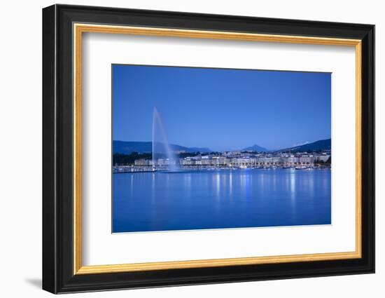 Jet D'Eau on Lake Geneva, Mont Blanc in the Distance, Geneva, Switzerland-Jon Arnold-Framed Photographic Print