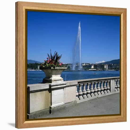 Jet D'Eau (Water Jet), Geneva, Lake Geneva (Lac Leman), Switzerland, Europe-Stuart Black-Framed Premier Image Canvas